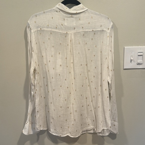 RAILS Charli Golden Cactus Linen Blend Button-up Shirt in White sz M EUC RARE - Picture 6 of 7